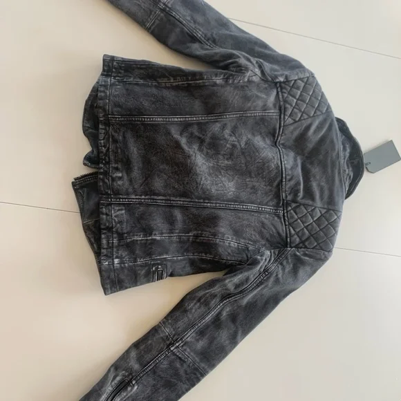 All Saints Leather Vintage Cargo Jacket